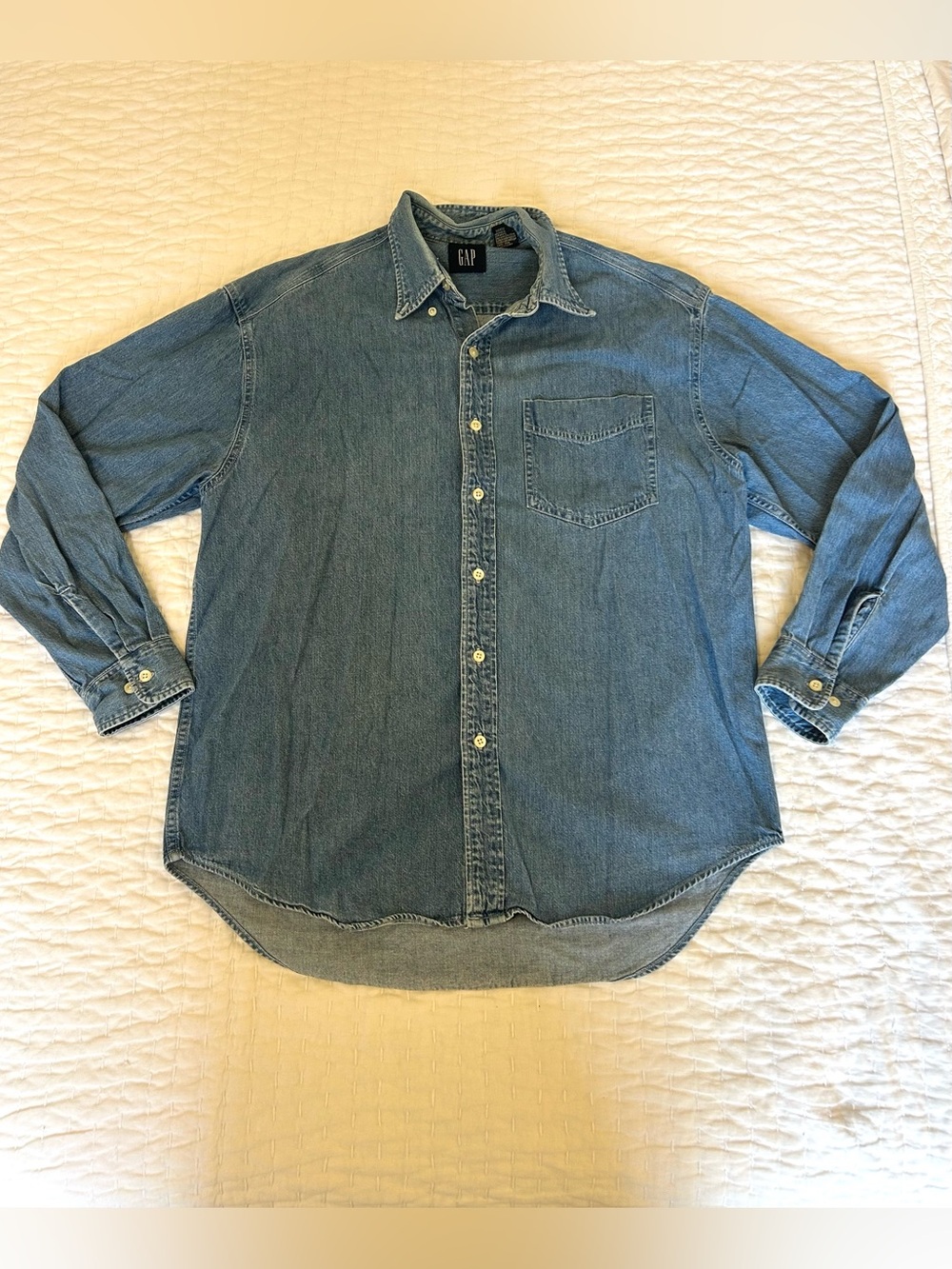 GAP Men's Medium Blue Denim Button-Down Shirt